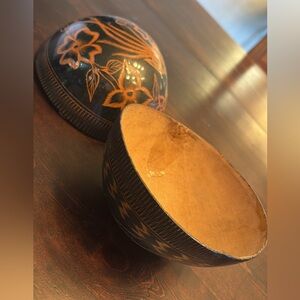 Handcrafted Black and Orange Decorative Bowl